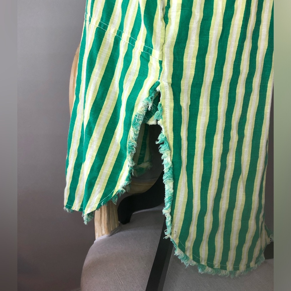 Free People We The Free Green Striped Shirt Midi Dress size S - Picture 4 of 13